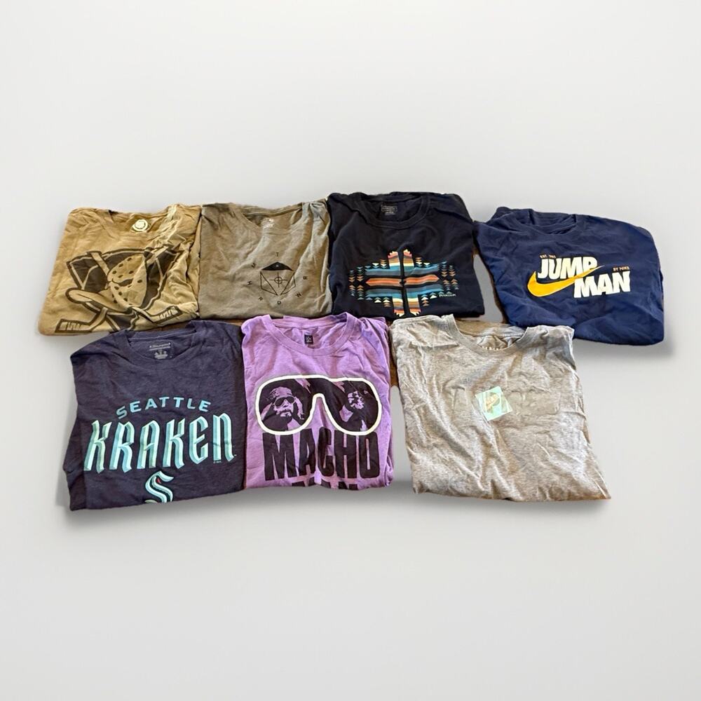 Lot Of 8 Mens Nike WWE Pendleton Champion NHL Graphic Print T-Shirts Bundled 2XL